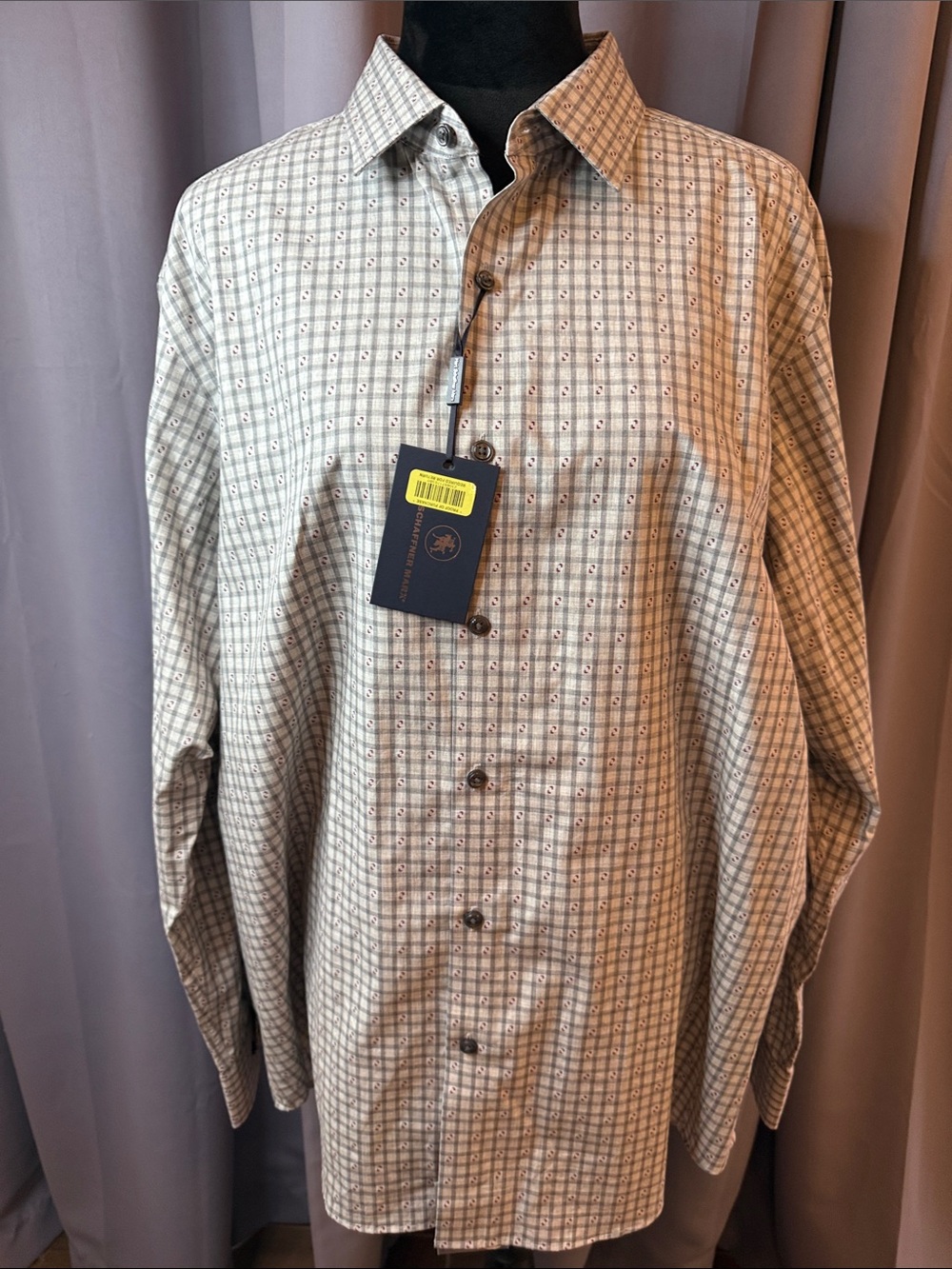 BRAND NEW! Men's Classic Button-Down Shirt in Beige Plaid.